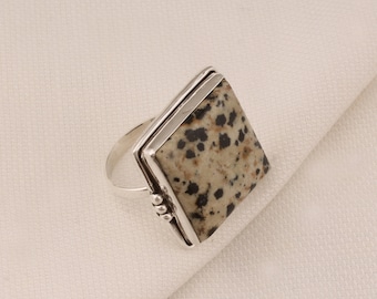 Handgjord dalmatisk jaspisring i 925 sterlingsilver