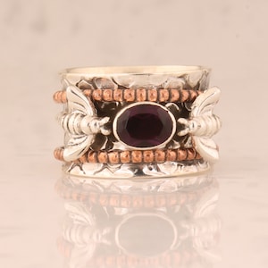 Amethyst Spinner Ring: 925 Sterling Silver Meditation Fidget Ring