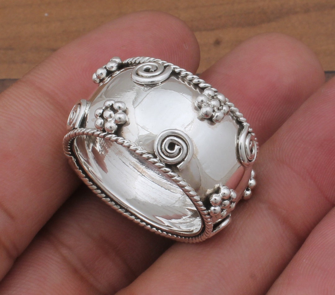 Boho Floral Sterling Silver Band Ring: Handmade 925 Purity - Etsy