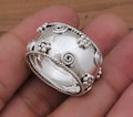 Boho Floral Sterling Silver Band Ring: Handmade 925 Purity