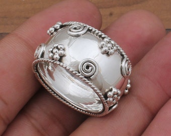 Boho Designer Spiral Floral Sterling Silver With 925 Stamped Purity Band Ring For Men Women, Handmade Band Ring Gifts For Mother's Day Idea
