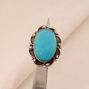 Handmade Sterling Silver Turquoise Ring: Oval Gemstone Statement Ring