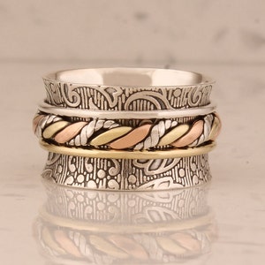 Handmade Sterling Silver Twisted Wire Fidget Spinner Ring