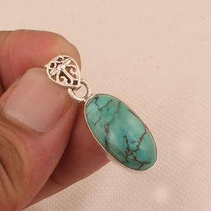 Handmade Tibetan Turquoise Sterling Silver Pendant Necklace