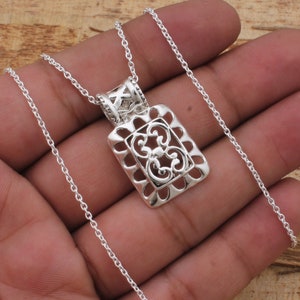 Filigree Sterling Silver Pendant Necklace: Handmade 925 Jewelry