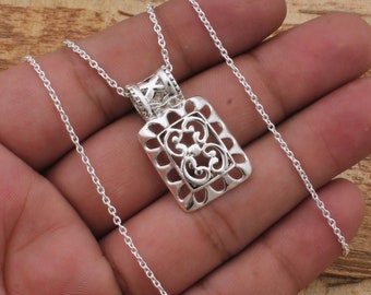Collana Con Pendente A Goccia In Pietra Naturale E Filigrana Vintage – Argento Sterling Con Catena – Regalo Per Donne E Ragazze