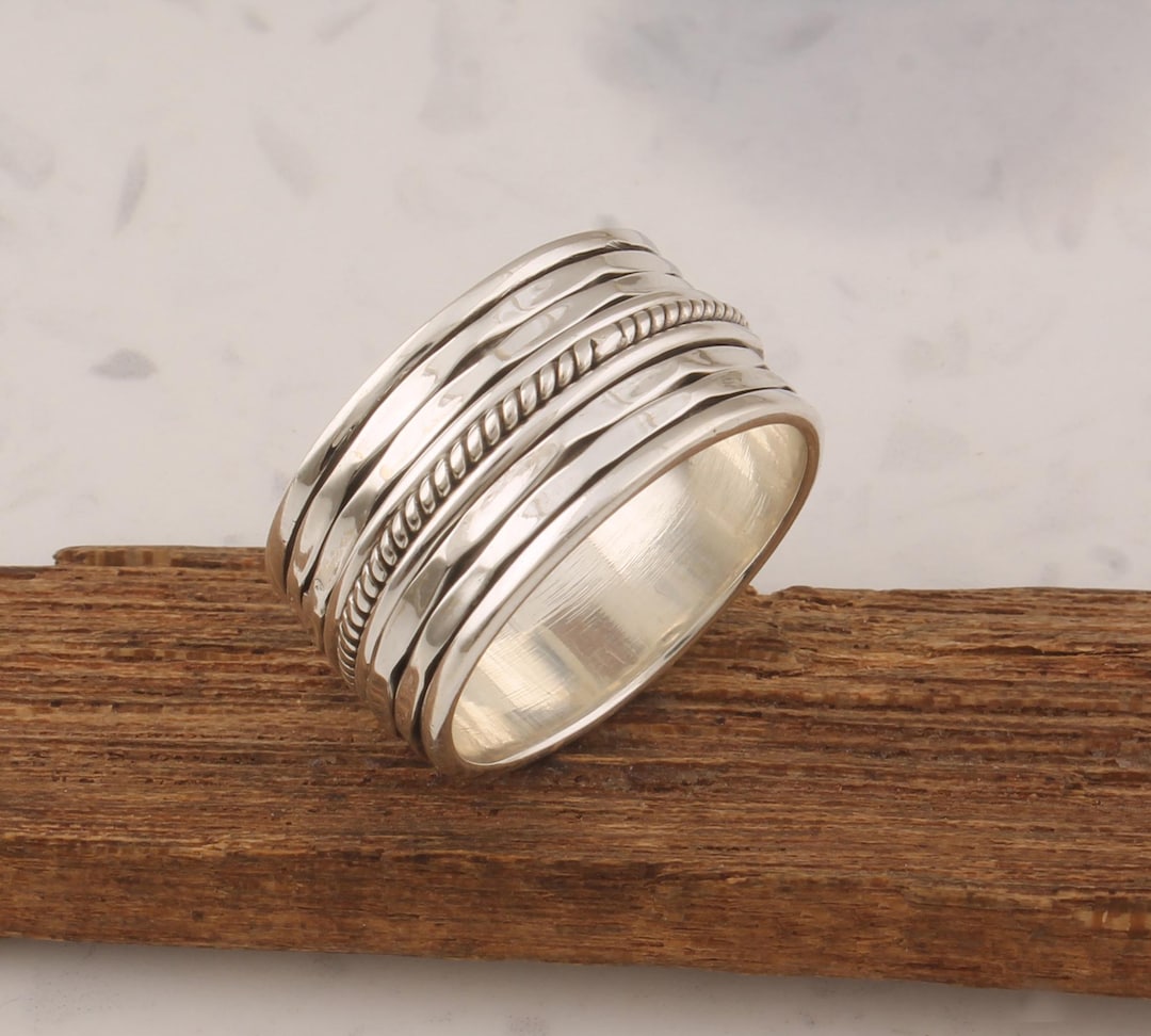 Sterling Silver Spinner Ring: Handcrafted Boho Thumb Ring - Etsy