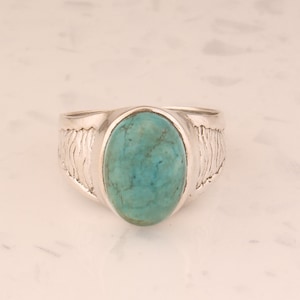 Handgemaakte Tibetaans turkoois 925 sterlingzilveren ring