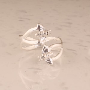 Two Honey Solid 925 Sterling Silver Honey Bee Adjustable Ring Gifts For Her, Handmade Silver Fancy Personalized Ring Gifts For Friends