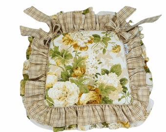 YELLOW BOUQUET chair cushion, seat cushion, kitchen, garden, shabby chic