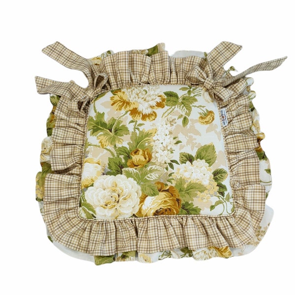 YELLOW BOUQUET chair cushion, seat cushion, kitchen, garden, shabby chic