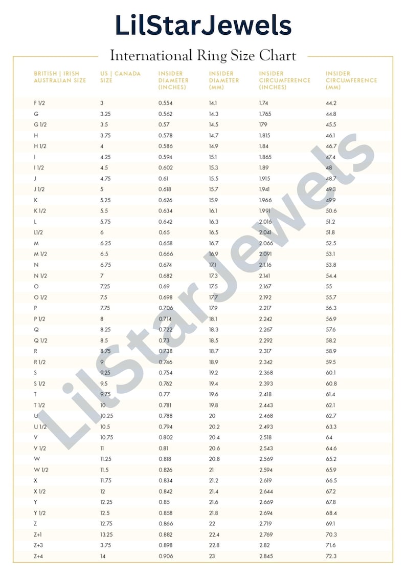 Printable Ring Sizer Ring Size Finder Ring Size Measuring Tool Ring