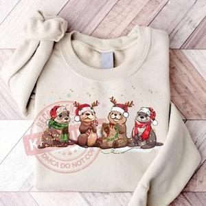 Otters Christmas Sweatshirt, Christmas Shirt, Otter Lover Shirt, Sea Animal Sweatshirt, Christmas Animal Shirt, Otter Christmas Gift