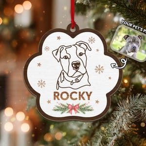 Custom Dog Portrait Wooden Ornament, Custom Pet Christmas Ornament, Dog Memorial Ornament, Dog Christmas Gift, Christmas Decoration