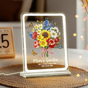 Custom Mother&#39;s Day Birth Flowers Night Light, Custom Mom Gift From Kids, Mom&#39;s Garden Night Light, Gift For Mom, Gift For Grandma