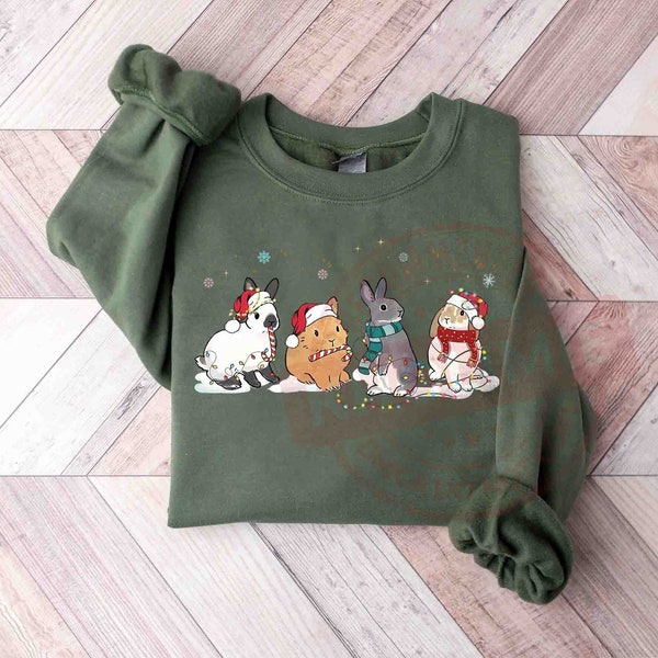 Bunny Christmas Sweatshirt, Christmas Rabbit Shirt, Christmas Sweatshirt, Rabbit Lover Shirt, Christmas Animal Shirt, Farm Christmas Shirt