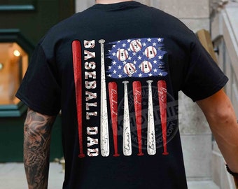 Personalized Baseball Dad Shirt With Names And Numbers, American Dad Shirt, Dad Flag Shirt, Father&#39;s Day Shirt, Baseball Lover Shirt