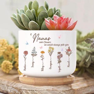 Custom Grandma&#39;s Garden Plant Pot, Custom Mother&#39;s Day Birth Flowers Plant Pot, Gift For Mom, Gift for Grandma, Plant Mom Gift