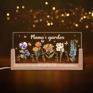 Custom Mother&#39;s Day Birth Flowers Night Light, Grandma&#39;s Garden Gift, Gift For Mom, Grandma Gift From Grandkids, Mother In Law Gift