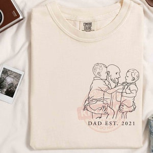 Personalized Dad Portrait Photo Shirt, Custom Photo Portrait Shirt, Family Portrait From Photo Shirt, Dad Shirt With Kids, Gift For Dad