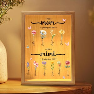 Custom Mom&#39;s Garden Night Light, Custom Family Birth Flowers Night Light, New Grandma Gift, Gift For Mom, Birth Flower Gift, Grandma Gift