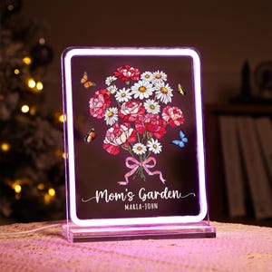 Custom Mom&#39;s Garden With Kids Names Night Light, Custom Birth Flowers Gift, Mom Gift From Kids, Gift For Mom, Grandma Mother&#39;s Day Gift