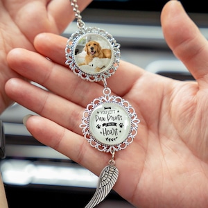 Custom Pet Memorial Photo Car Charm, Custom Dog Memorial Rearview Mirror Charm, Dog Loss Sympathy Gift, Pet Loss Memorial Gift for Car