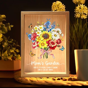 Custom Family Birth Flowers Bouquet Night Light, Birth Flowers Gift, Gift For Mom, Gift For Grandma, Mom Birthday Gift, Mothers Day Gift