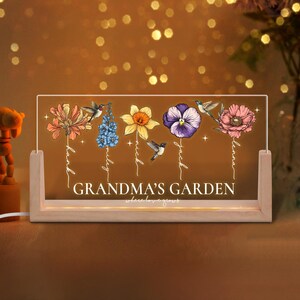 Custom Grandma&#39;s Garden Birth Flowers Night Light, Mothers Day Gift, Birth Flowers Gift, Gift For Mom, Gift From Kids, Mom Birthday Gift