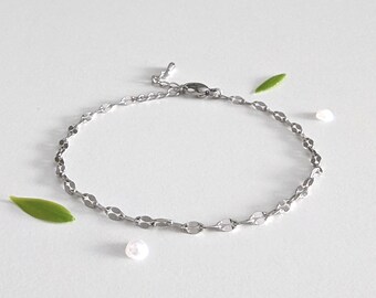 Pulsera de cadena de encaje minimalista, pulsera de cadena Dainty, pulsera de encaje de plata de rodio, pulsera simple para mujer, pequeño regalo para novia