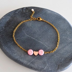 Pulsera inicial personalizada para mujer, pulsera apilable, pulsera de amor personalizada de oro, pulsera de letra minimalista para mujer, regalo para novia