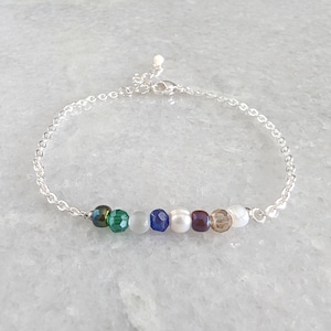 Zierliches Silber Meerjungfrau Armband, Stapelbares Perlenkettenarmband für Frauen, Minimalistisches Perlenarmband für sie, zierliches Geschenk für Frau