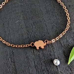 Dainty rose gold elephant bracelet, Tiny elephant charm bracelet for women, Minimalist luck bracelet for her, Thin bracelet, Gift for Mother