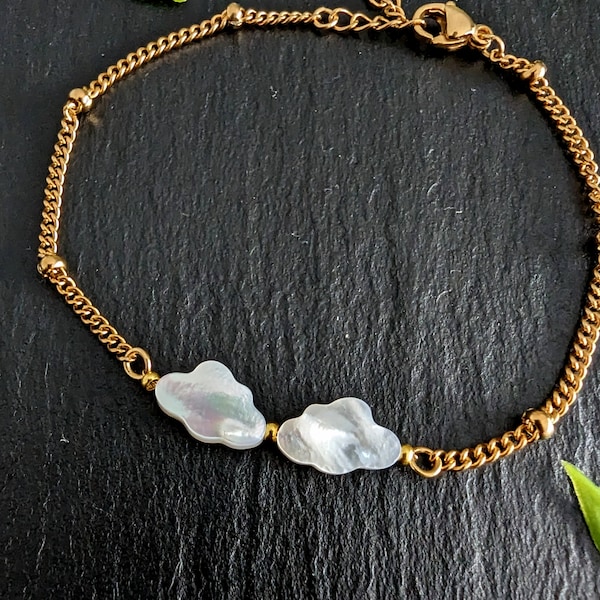 Bracelet chaîne nuage personnalisable, bracelet petits nuages, bracelet chaîne en or délicat, bracelet petit ciel pour femme, cadeau significatif pour femme