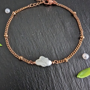 Minimalist cloud chain bracelet, Dainty clouds bracelet, Rose Gold chain bracelet, Tiny sky bracelet for women, Meaningful gift for wife
