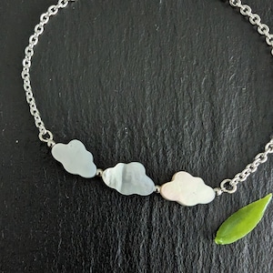 Minimalist cloud chain bracelet, Customizable clouds bracelet, Silver chain bracelet, Dainty sky bracelet for women, Meaningful gift for her