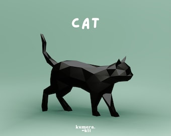 Cat Paper Craft | Cat Paper Model | Animal Paper Craft | PDF Paper Craft Printable | Low Poly 3D Craft | DIY Paper Decoration