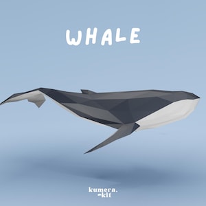 Whale Paper Craft | Animal Paper Craft | PDF Paper Model Printable | Low Poly 3D Craft | DIY Paper Decoration