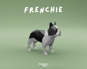 Creazioni con la carta Frenchie / Modello di carta Bulldog francese / Creazioni con la carta per cani / Creazioni con la carta PDF stampabili / Creazioni 3D low poly / Decorazione di carta fai da te