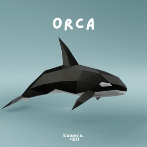 Orca Paper Craft / Modelo de papel Orca / Orca Paper Craft / PDF Paper Craft Imprimible / Low Poly 3D Craft / Decoración de papel DIY
