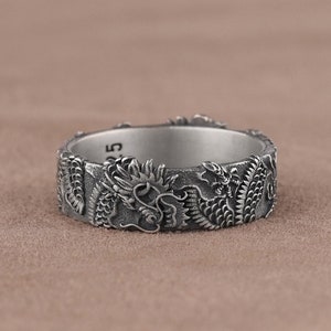 925 Sterling Silver Dragon Ring, Vintage Men's Dragon Jewelry, Stylish Ring for Men, Fantasy Dragon Ring, Mythical Creature Gothic Ring