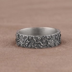 Japanese Ornaments Motifs Silver Ring, Traditional Handmade Jewelry, Asian Art, Cultural Ring, Engagement Ring, Decorative Statement Ring