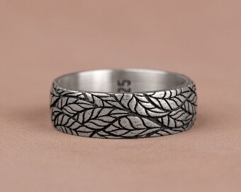925 Silver Nature Inspired Foliage Band Ring, Elegant Vine and Foliage Band, Botanical Wedding Jewelry, Perfect For Nature Lovers, Gift Ring