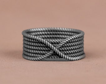 Einzigartige Silber Seil Hochzeit Band Ring, Silber Unikat Ehering, maritime Silberring, Männer Schmuck