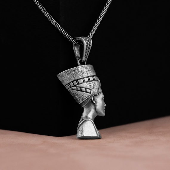 Egyptian Queen Nefertiti Silver Necklace, Ancient Egyptian Pharaoh