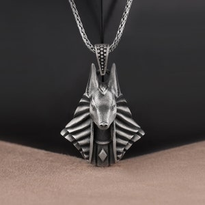 Egyptian Anubis Head Pendant Necklace, Oxidized Anubis Head Necklace, Sterling Silver Pendant, Mythology Pendant, Egyptian God Jewelry