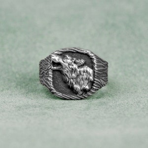 Silver Wolf Ring, Wolf Silver Ring For Men Textured, Scandinavian Fenrir Wolf Ring, Silver Gift Ring For Husband, Animal Lover, Celtic Gift