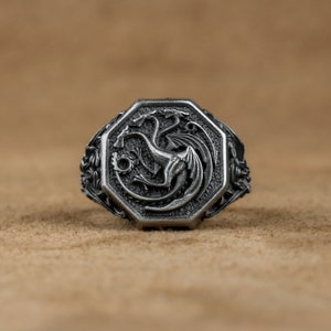Daenerys Targaryen Dragon Silver Ring, Dragon Fashion Ring, Fantasy Jewelry For Boyfriend, Men Ring with Got Dragon, Anniversary Gift