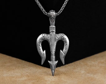 Polarm Pendant, Unique 925 Silver Polarm Neckalce, Trident Of Poseidon Necklace, Poseidon Spear Necklace, Ancient Necklace, Birthday Gift