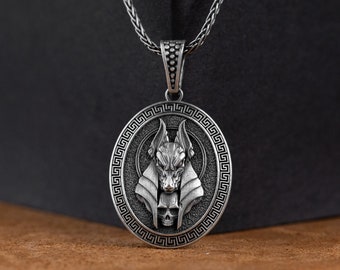 Anubis Silver Pendant, Egyptian Anubis Silver Charm Necklace, Personalized Mythology Necklace, Unique Men Silver Pendant, Anniversary Gift